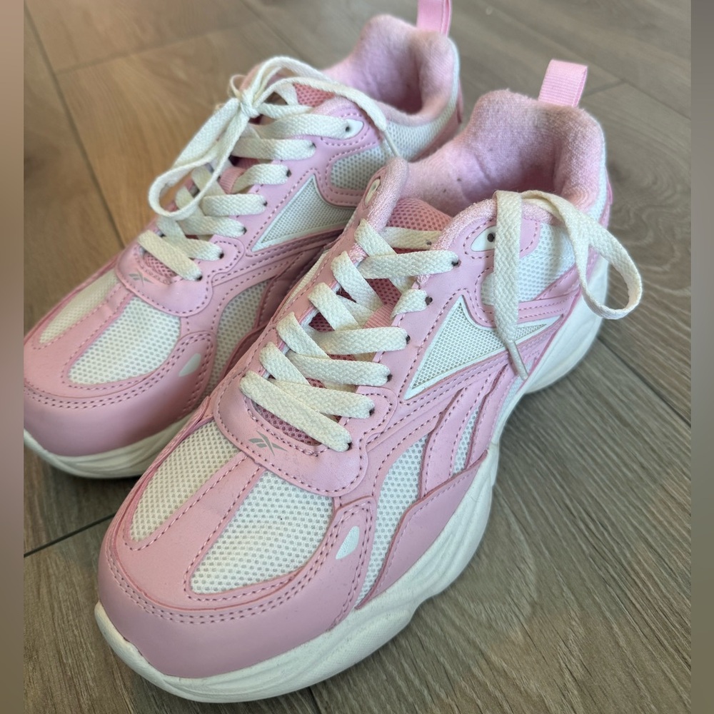 Pink and White Reebok Sneakers
